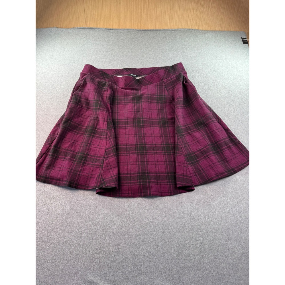 Torrid Womens Plus Size 3 Purple Black Plaid Skater Mini Skirt Pockets 19002071